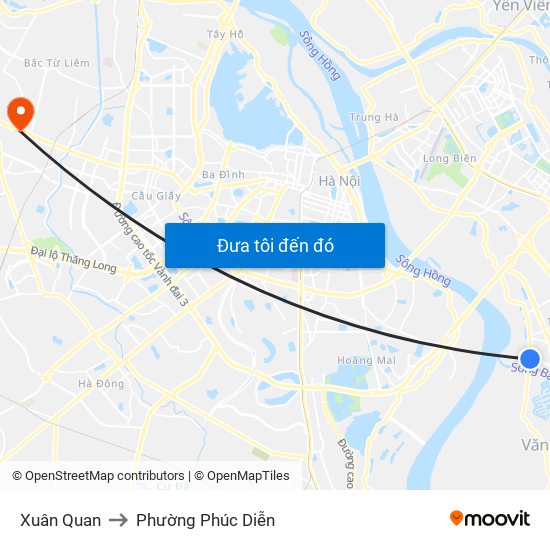 Xuân Quan to Phường Phúc Diễn map