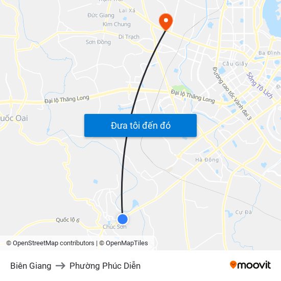 Biên Giang to Phường Phúc Diễn map