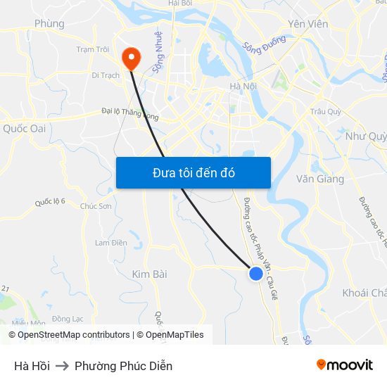 Hà Hồi to Phường Phúc Diễn map