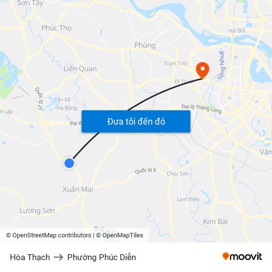 Hòa Thạch to Phường Phúc Diễn map