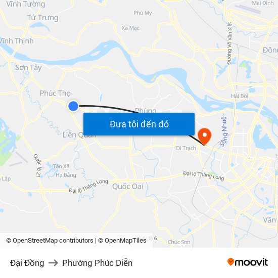 Đại Đồng to Phường Phúc Diễn map