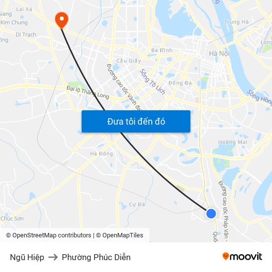 Ngũ Hiệp to Phường Phúc Diễn map