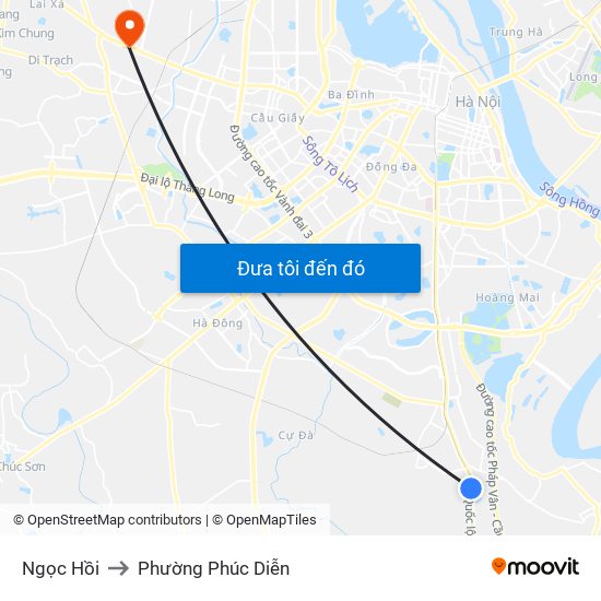 Ngọc Hồi to Phường Phúc Diễn map