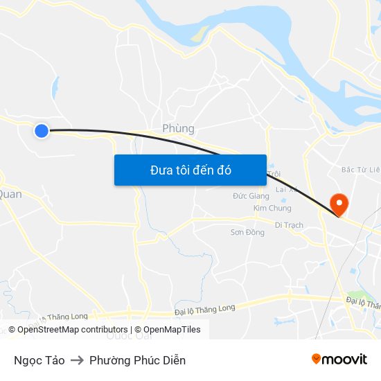 Ngọc Tảo to Phường Phúc Diễn map