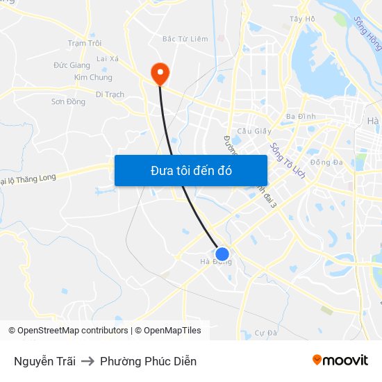 Nguyễn Trãi to Phường Phúc Diễn map