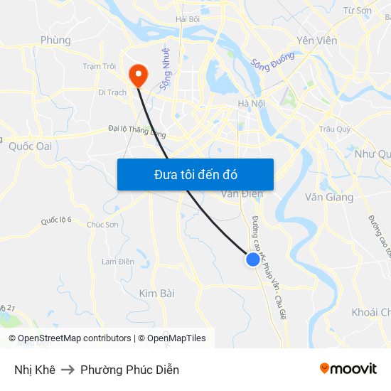 Nhị Khê to Phường Phúc Diễn map