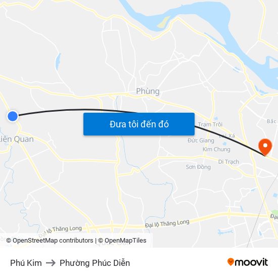 Phú Kim to Phường Phúc Diễn map