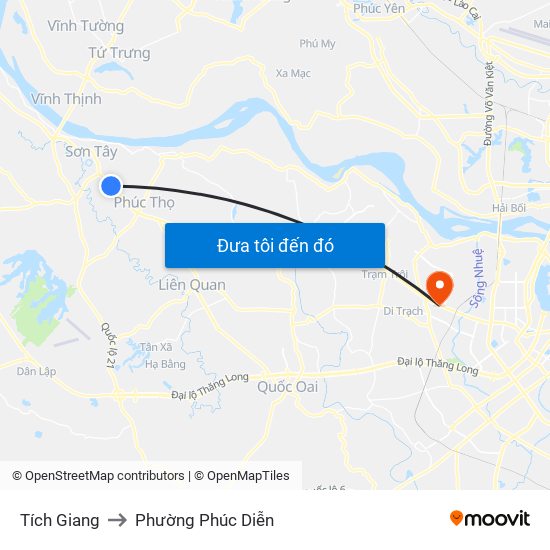Tích Giang to Phường Phúc Diễn map