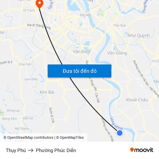 Thụy Phú to Phường Phúc Diễn map