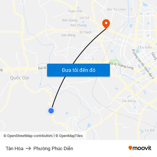 Tân Hòa to Phường Phúc Diễn map