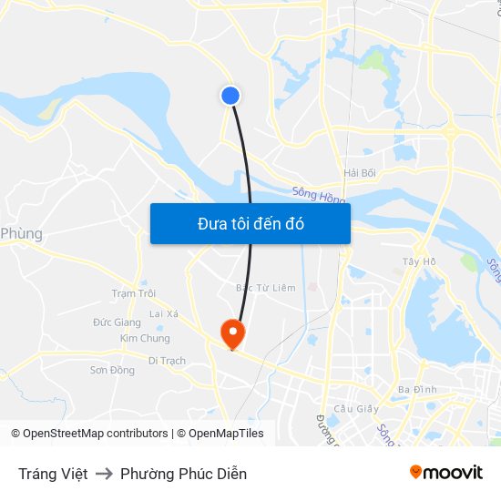 Tráng Việt to Phường Phúc Diễn map