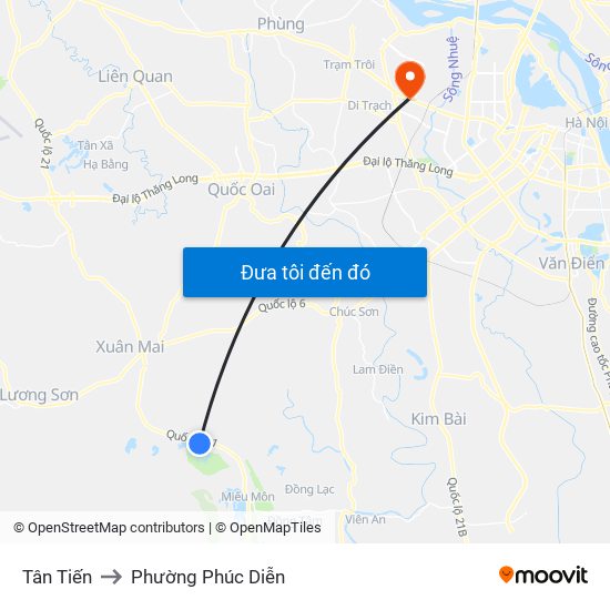 Tân Tiến to Phường Phúc Diễn map