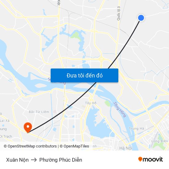 Xuân Nộn to Phường Phúc Diễn map