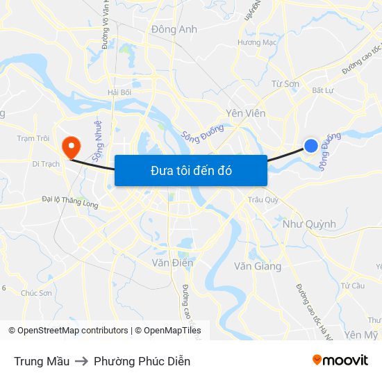 Trung Mầu to Phường Phúc Diễn map