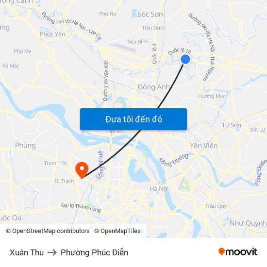 Xuân Thu to Phường Phúc Diễn map