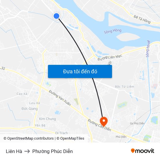 Liên Hà to Phường Phúc Diễn map