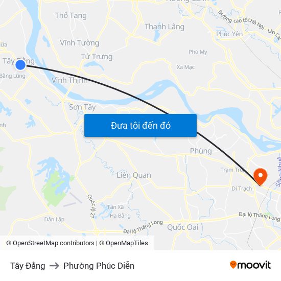 Tây Đằng to Phường Phúc Diễn map