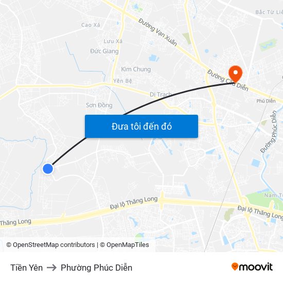 Tiền Yên to Phường Phúc Diễn map