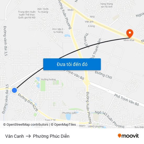 Vân Canh to Phường Phúc Diễn map