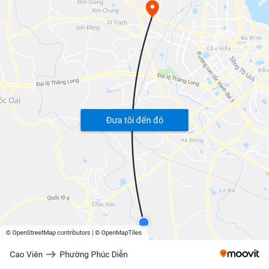 Cao Viên to Phường Phúc Diễn map