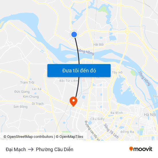 Đại Mạch to Phường Cầu Diễn map