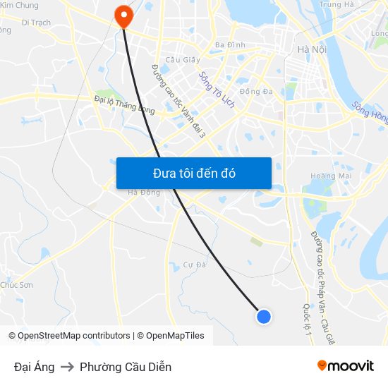 Đại Áng to Phường Cầu Diễn map