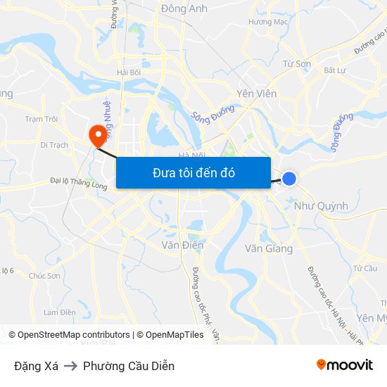 Đặng Xá to Phường Cầu Diễn map