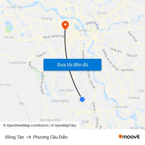 Đồng Tân to Phường Cầu Diễn map