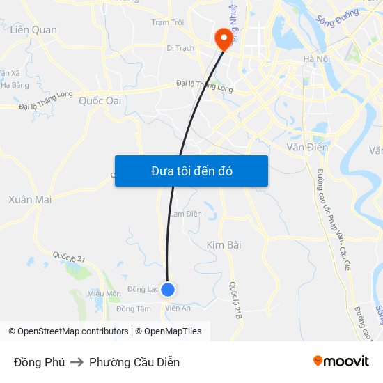 Đồng Phú to Phường Cầu Diễn map