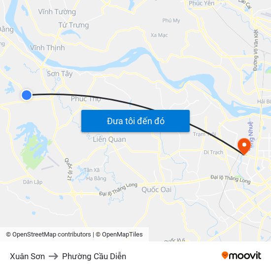 Xuân Sơn to Phường Cầu Diễn map