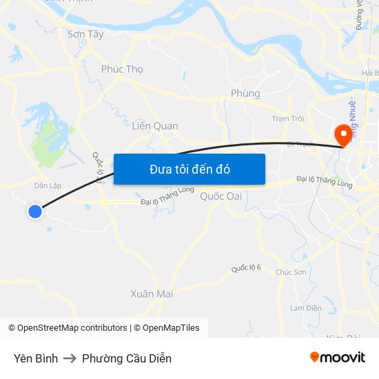 Yên Bình to Phường Cầu Diễn map