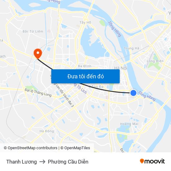 Thanh Lương to Phường Cầu Diễn map