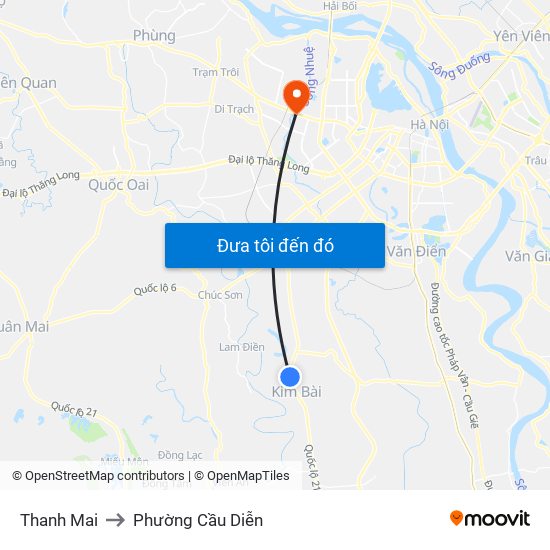 Thanh Mai to Phường Cầu Diễn map