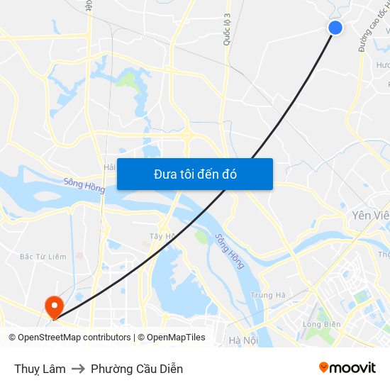 Thuỵ Lâm to Phường Cầu Diễn map