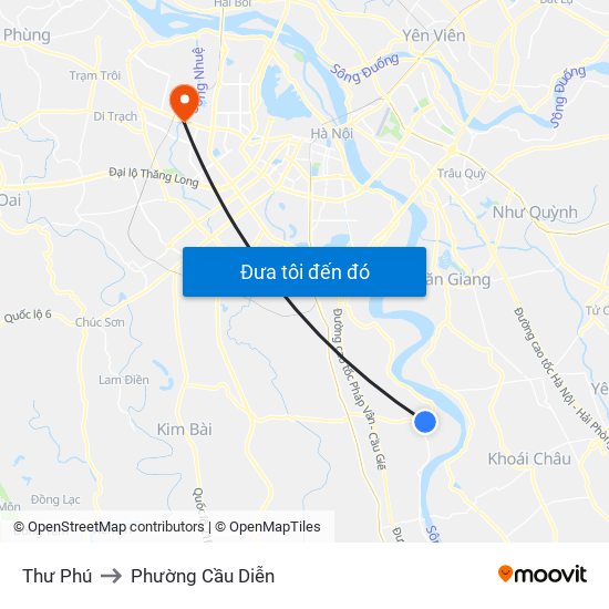 Thư Phú to Phường Cầu Diễn map