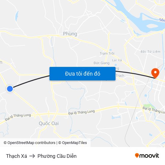 Thạch Xá to Phường Cầu Diễn map