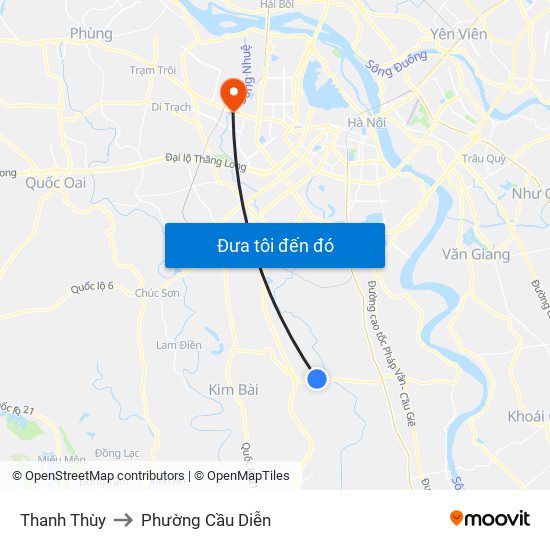 Thanh Thùy to Phường Cầu Diễn map