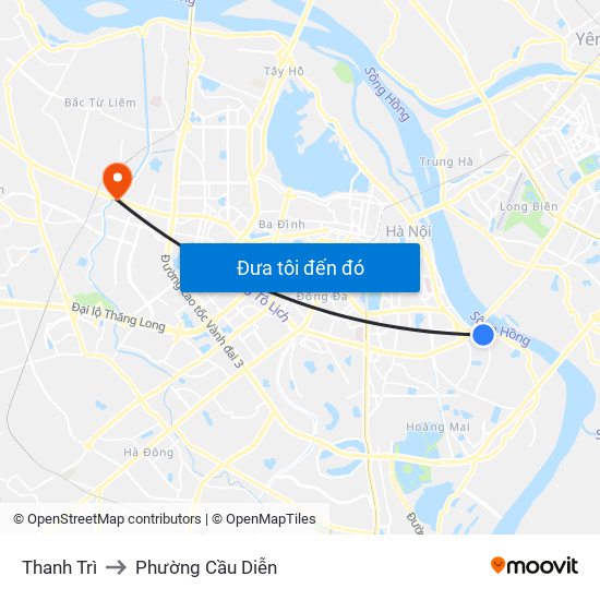 Thanh Trì to Phường Cầu Diễn map