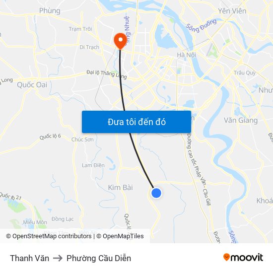 Thanh Văn to Phường Cầu Diễn map