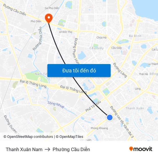 Thanh Xuân Nam to Phường Cầu Diễn map