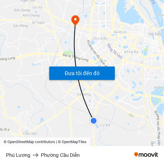 Phú Lương to Phường Cầu Diễn map