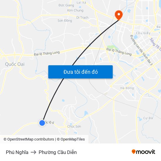 Phú Nghĩa to Phường Cầu Diễn map