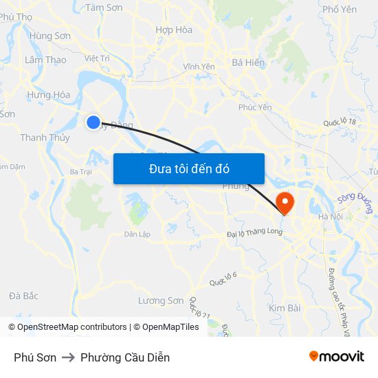 Phú Sơn to Phường Cầu Diễn map