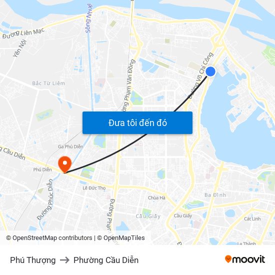 Phú Thượng to Phường Cầu Diễn map