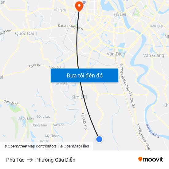 Phú Túc to Phường Cầu Diễn map