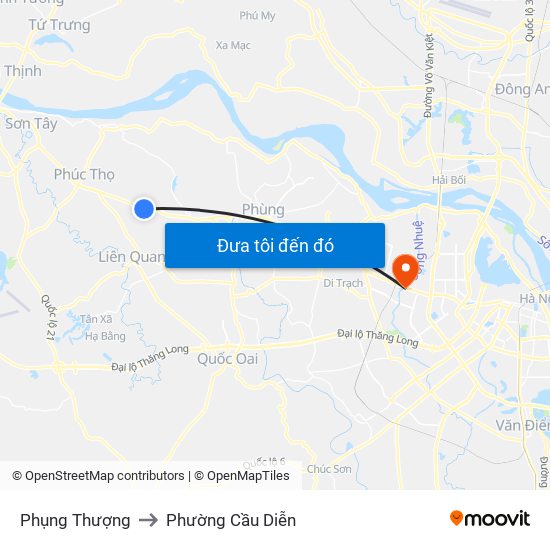 Phụng Thượng to Phường Cầu Diễn map