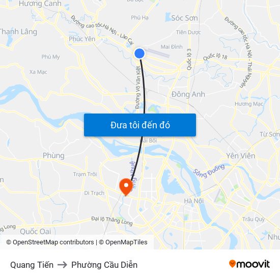 Quang Tiến to Phường Cầu Diễn map