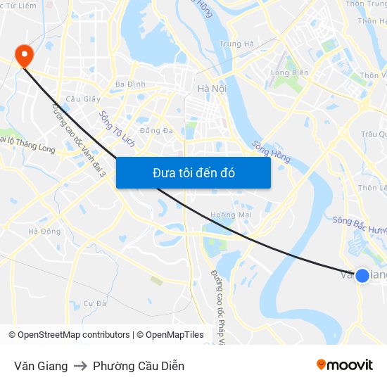 Văn Giang to Phường Cầu Diễn map