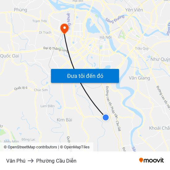Văn Phú to Phường Cầu Diễn map