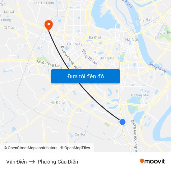 Văn Điển to Phường Cầu Diễn map